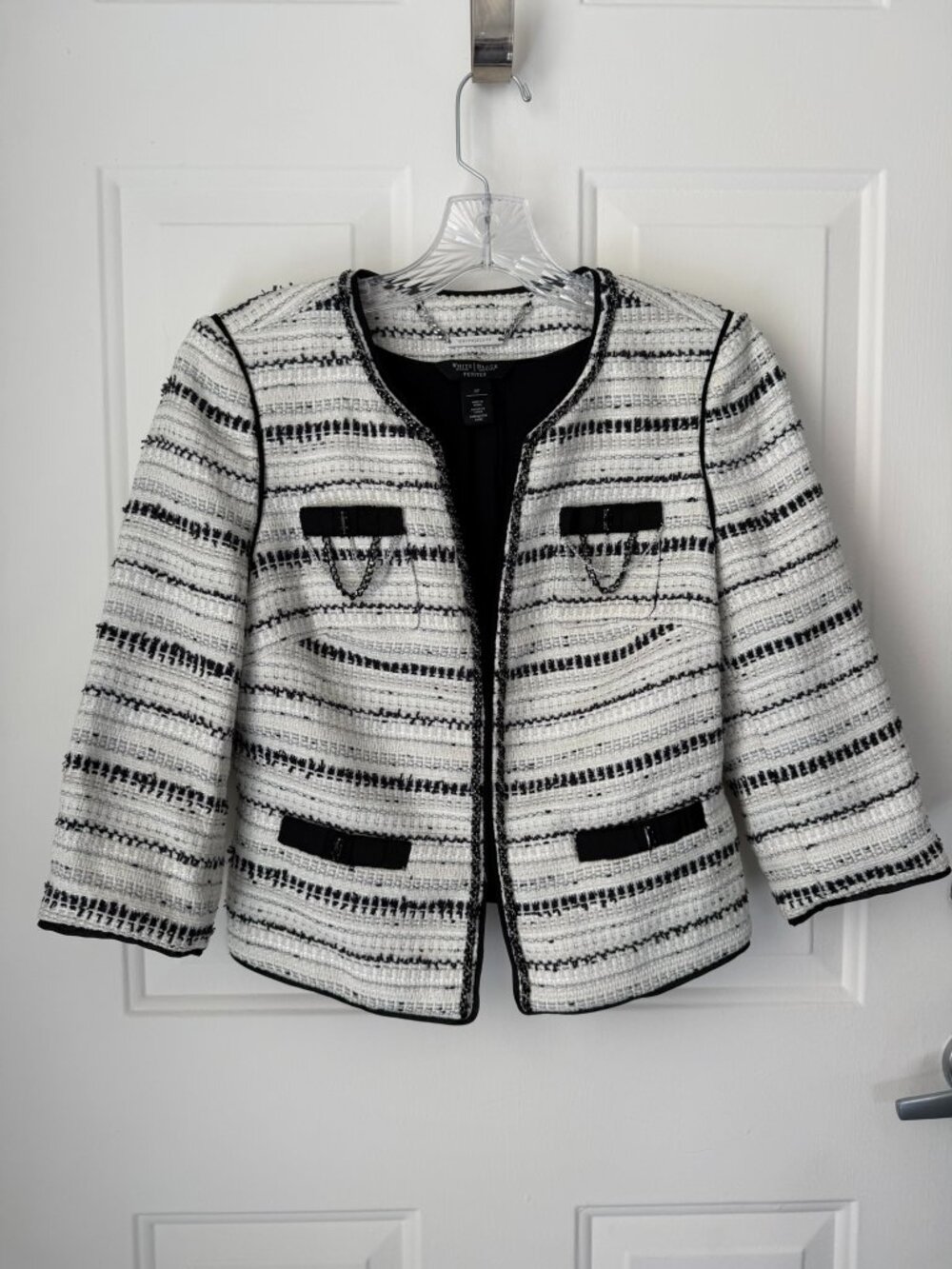 WHBM Petite Blazer Black/Silver/White